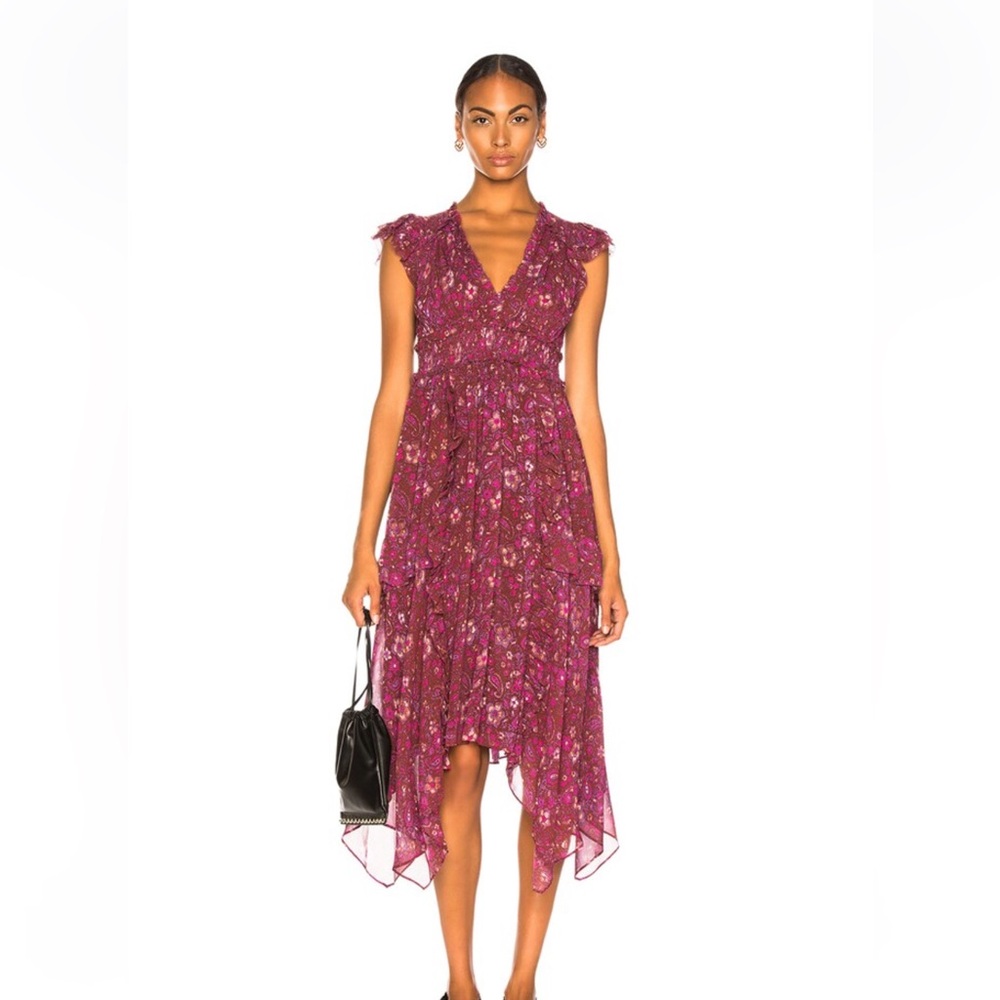 Ulla Johnson Magenta Floral High Low Dress